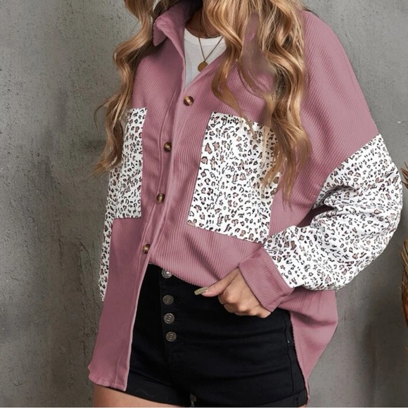 Leopard print patched corduroy shirt - Picture 5 of 5